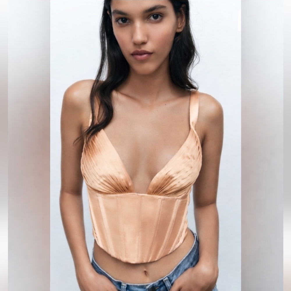 Zara Satin Effect Corset Top Size Small